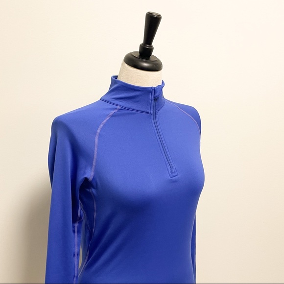 Nike Pro Combat Blue Dri Fit Fitted Long Sleeve Womens Medium Stretch 1/4 Zip - Picture 4 of 9